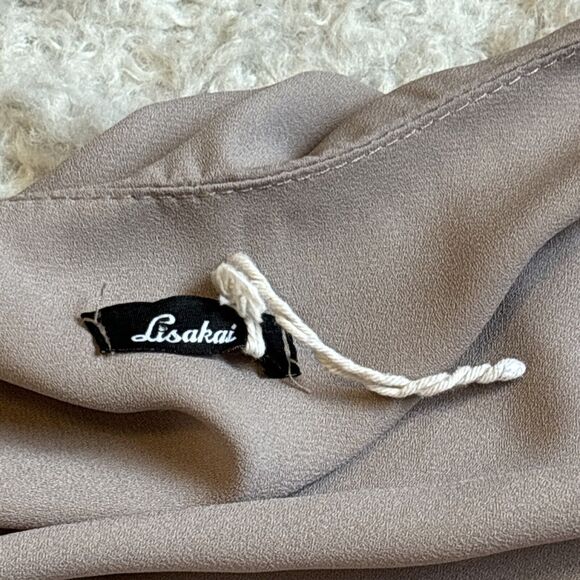 00s Mini Nude Strappy Slip Dress Vtg Made In USA Simple Clean Girl Basic Y2K M/L - Picture 6 of 9